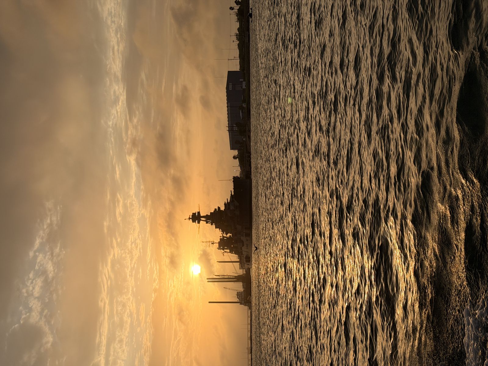 Galveston Cruise Port USA MSC Seascape - golden sunset over calm ocean waters with distant ship silhouette - 2026-04-03 - Landscape.jpg