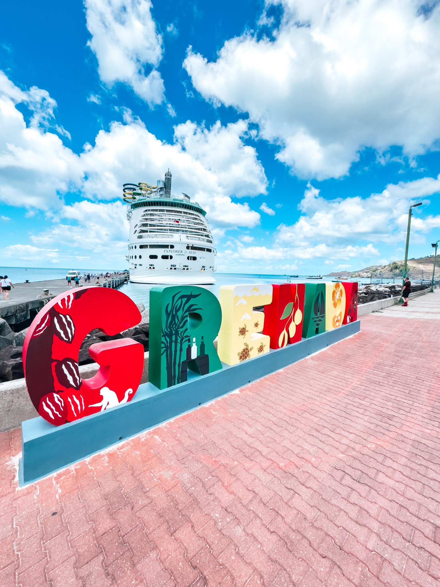 Grenada Cruise Port - Colorful Lettered Boardwalk Scenic Ship - 03-13-2024 - Vertical.jpg