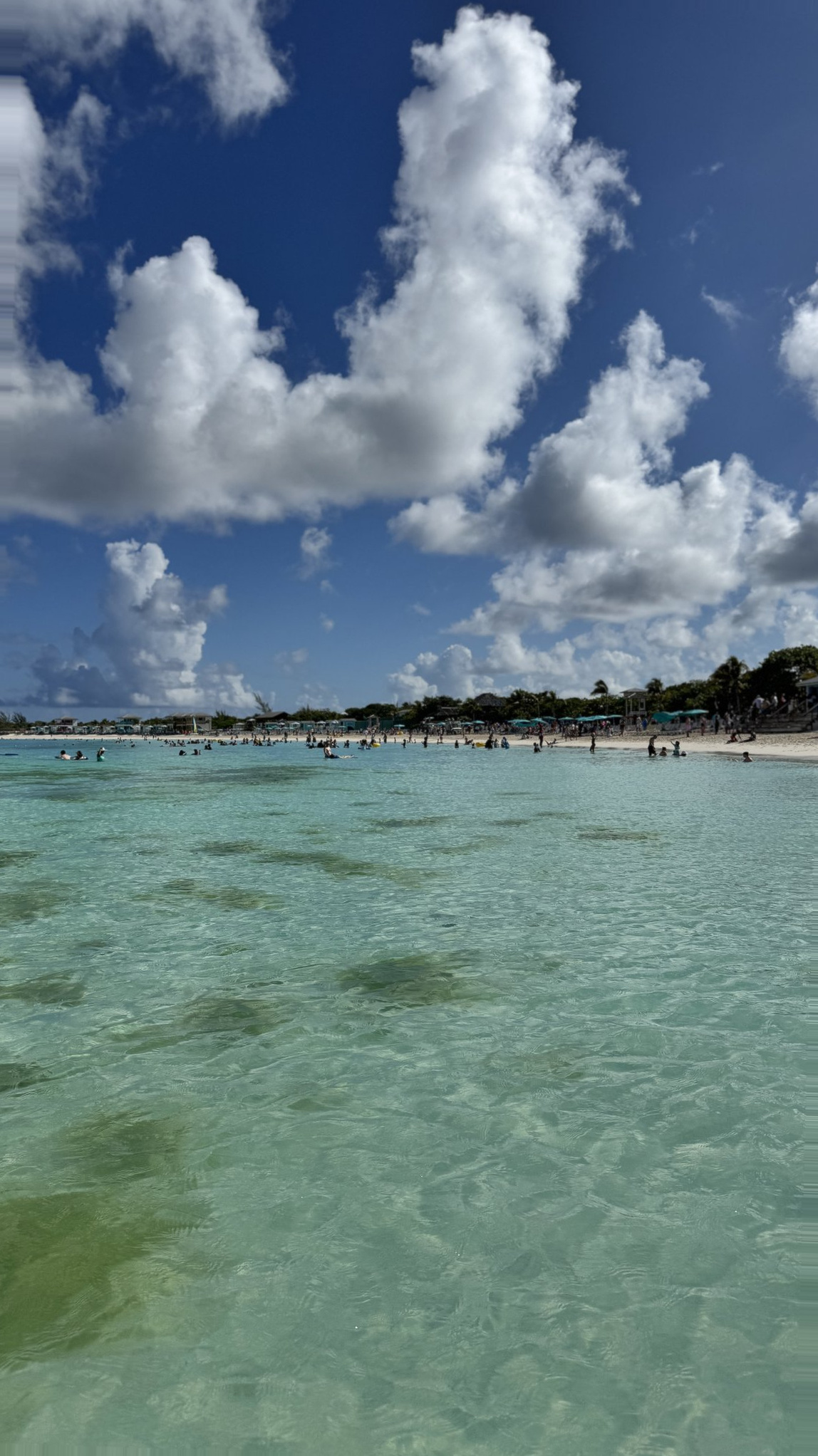 Half Moon Cay Cruise Port - Cat Island Turquoise Water Beachgoers Puffy Clouds Sky - 08-02-2025 - Vertical.jpg