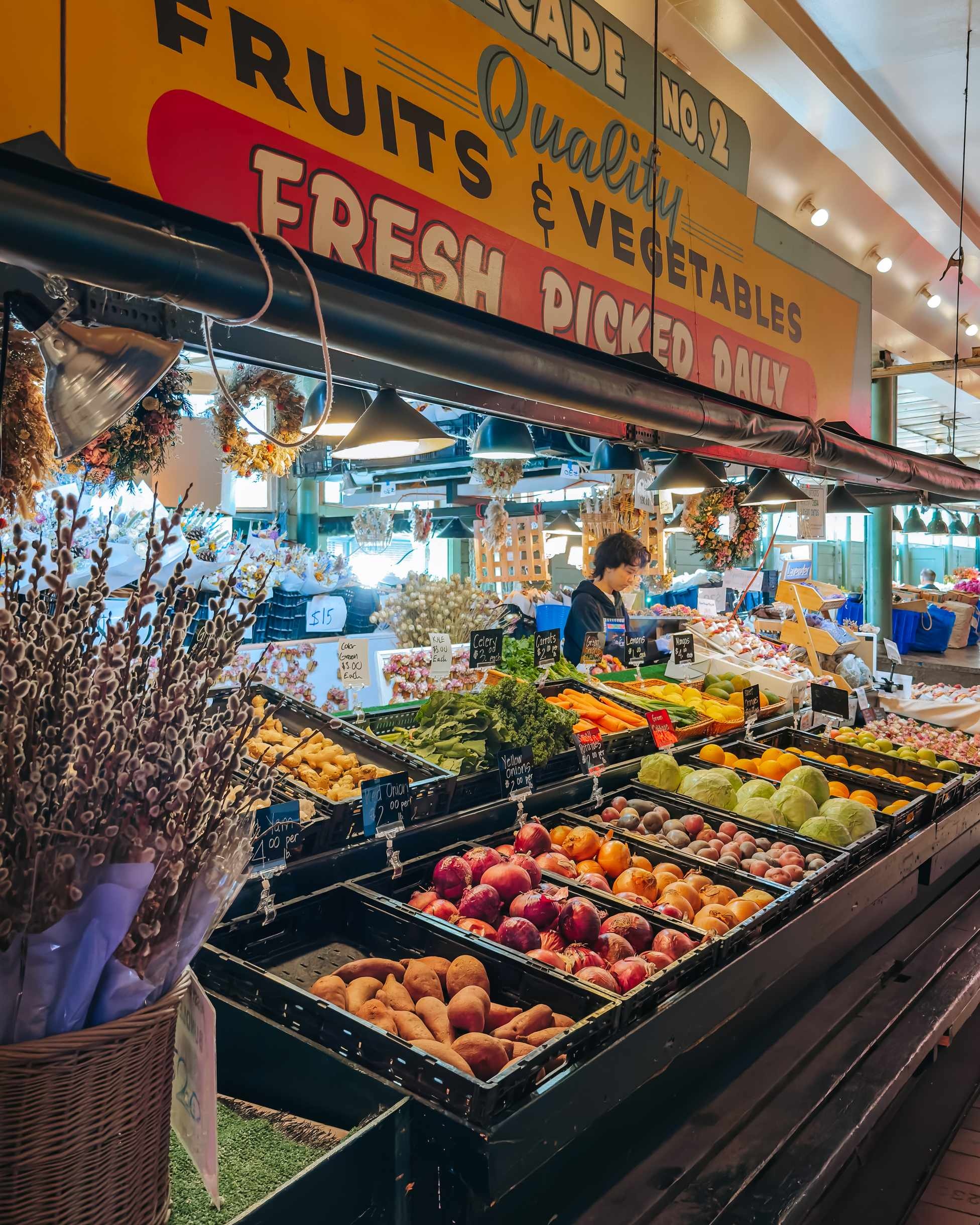 Seattle Cruise Port - A Fruit and Vegetable Stand in a Market - Vertical.jpg