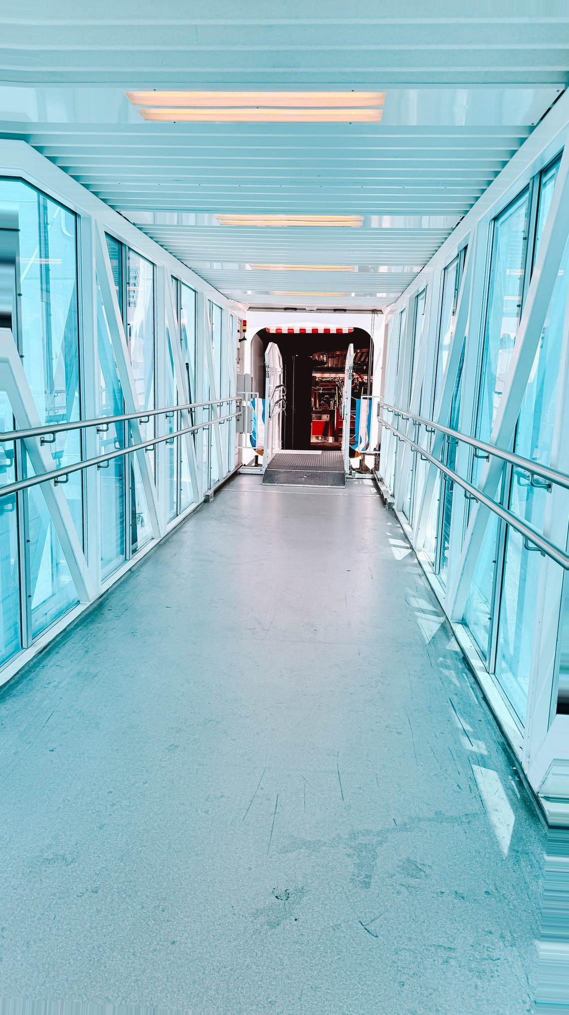 Tampa Cruise Port - Cruise Embarkation Glass Walkway Tubular Lighting Rectangular Frames - 04-29-2024 - Vertical.jpg