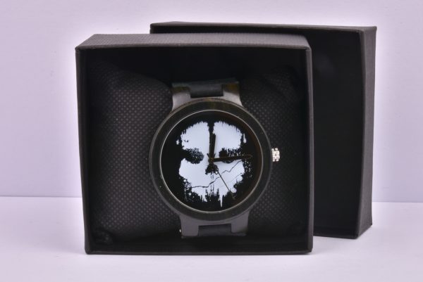 Real Wood White Ghost Face Quartz Watch & Free Box 1