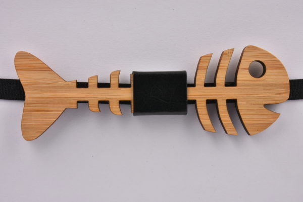 Wooden Bow Tie Fish Skeleton