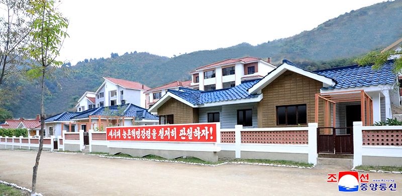 Farmers of Jajak and Yoksu farms in Jagang Province move into new houses