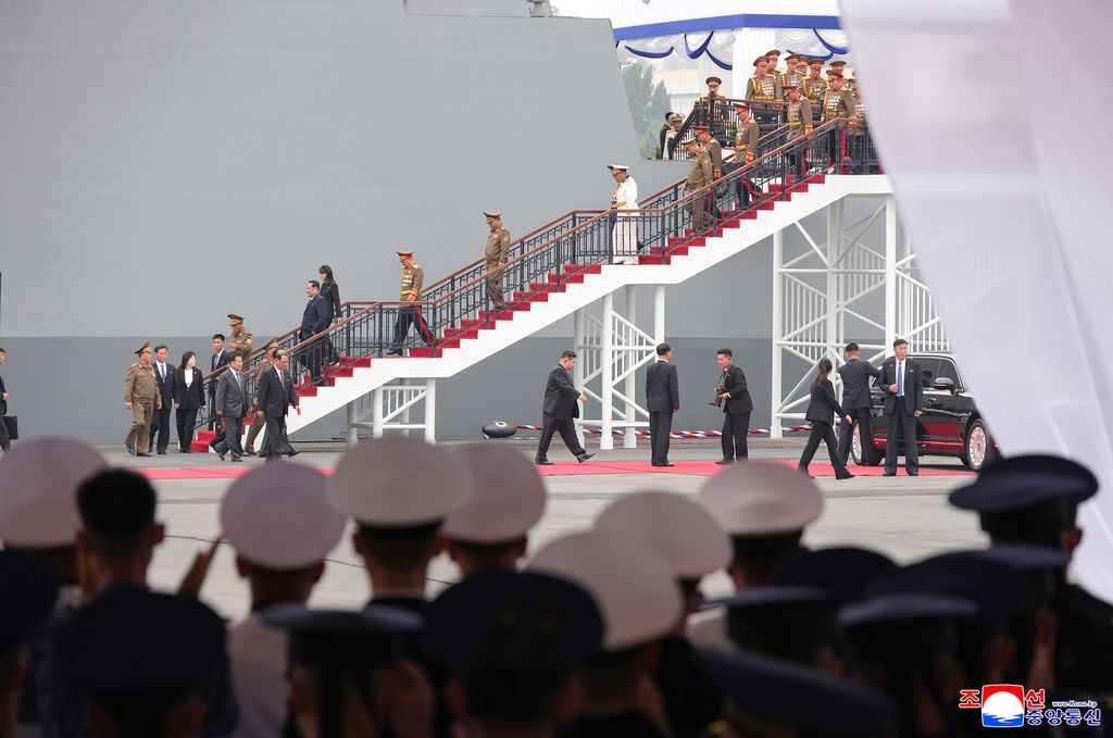 RespectedComrade Kim Jong Un visits destroyer Choe Hyon according to second-day schedule of visit to military hardware exhibition - Image 17