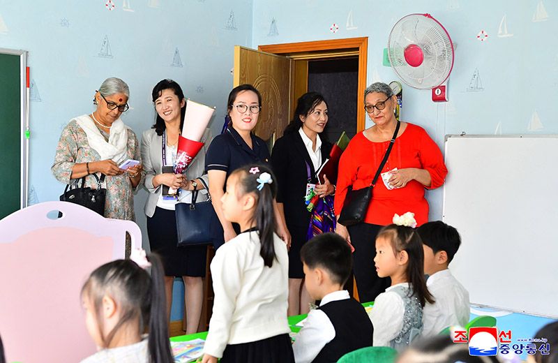 Chairwoman of Women's International Democratic Federation tours different places in Pyongyang