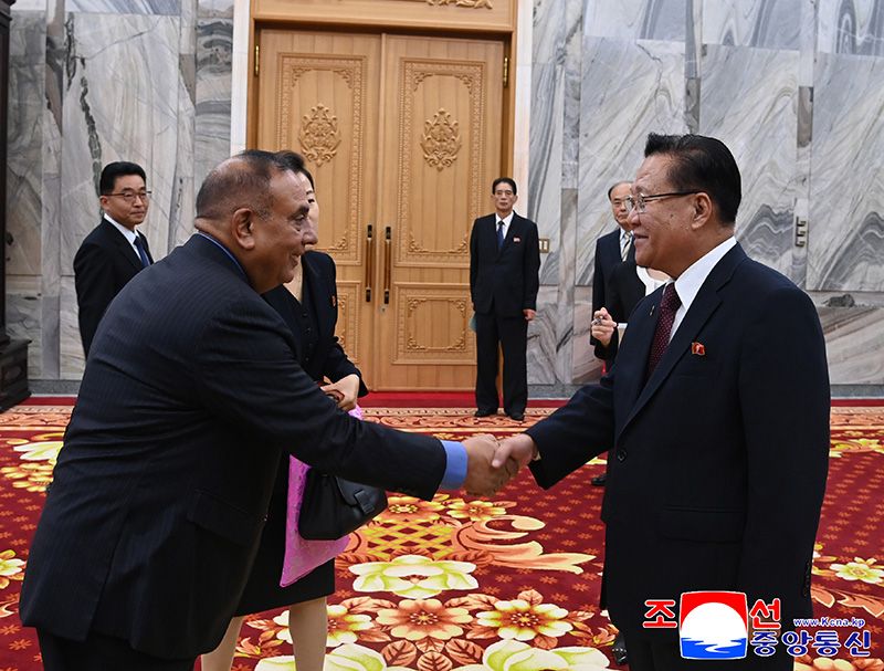 Choe Ryong Hae meets members of International Kim Il Sung Prize Council and International Kim Jong Il Prize Council - Image 3