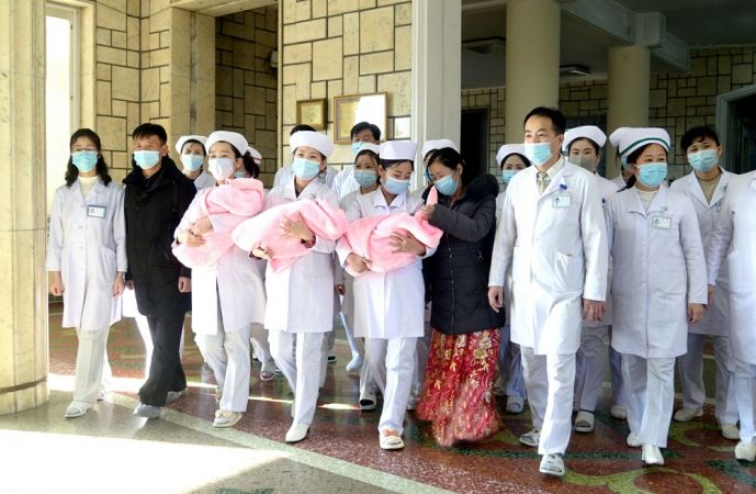 Triplets Discharged from Pyongyang Maternity Hospital