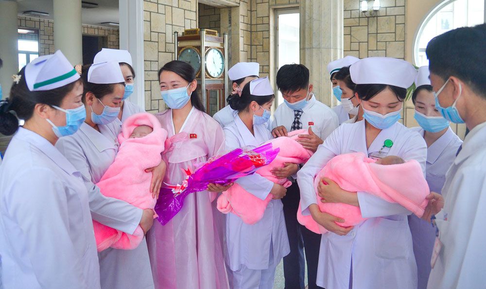 Triplets Leave Pyongyang Maternity Hospital