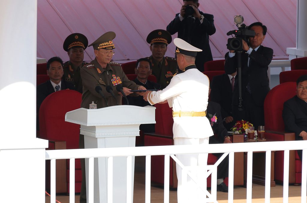 Vigorous Advance and Development of Revolution in Warship-building Industry and Modernization of Naval Forces in New Era Ceremony of Launching Destroyer of KPA Navy Takes Place with Splendour - Image 11
