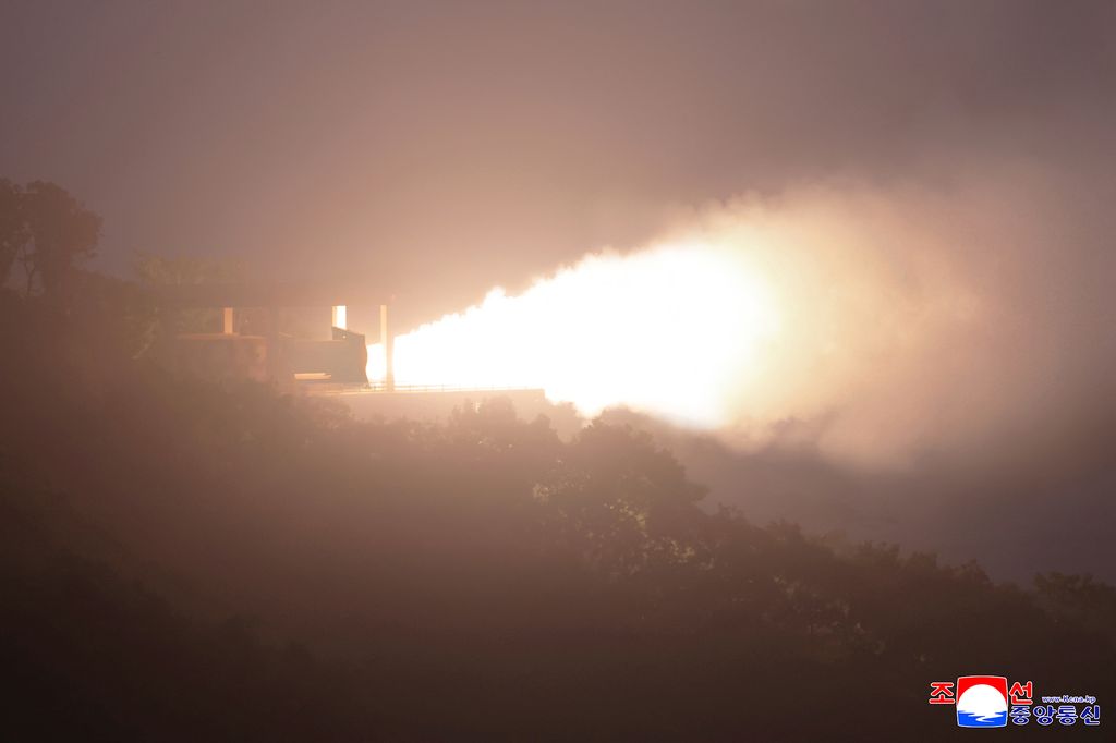 RespectedComrade Kim Jong Un oversees static firing test of carbon fibre solid-fuelled motor