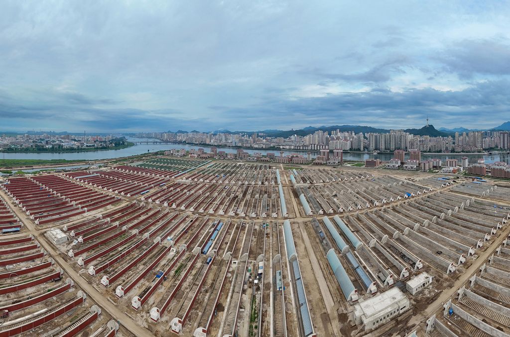 Respected Comrade Kim Jong Un Gives Field Guidance at Construction Sites of Wihwado Combined Greenhouse Farm and Permanent Embankments in Island Area - Image 4