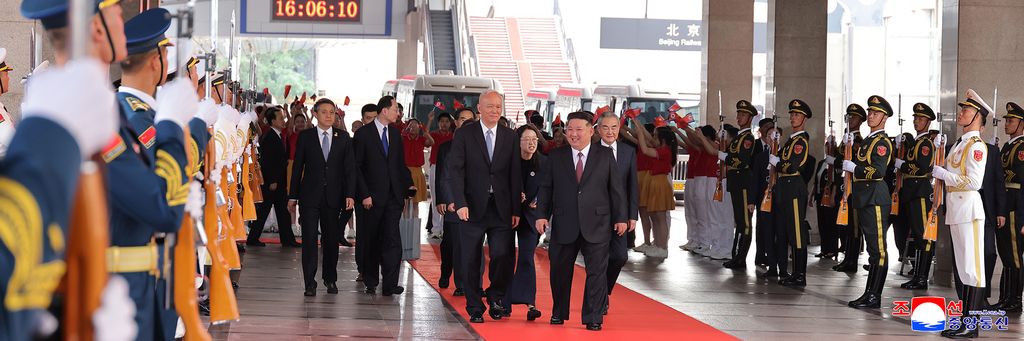 RespectedComrade Kim Jong Un arrives in Beijing