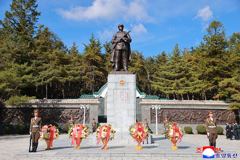 Flower baskets laid before Friendship Tower and cemeteries of CPV fallen soldiers