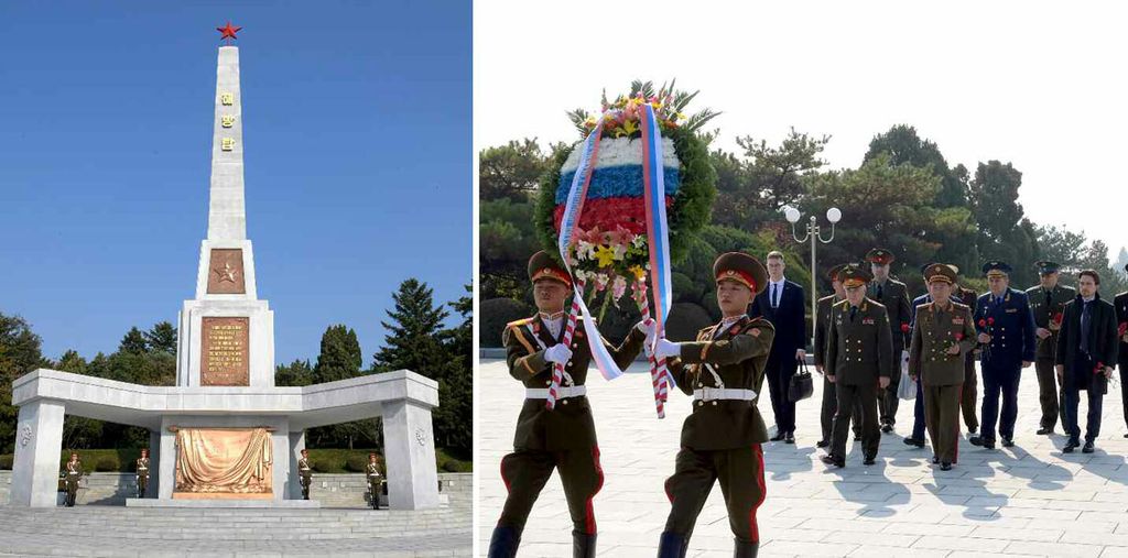 Russian Military-Political General Department Delegation Places Wreath at Liberation Tower
