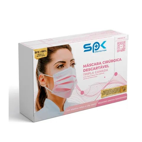 Máscara Descartável Tripla com Clipe Nasal - SP Protection