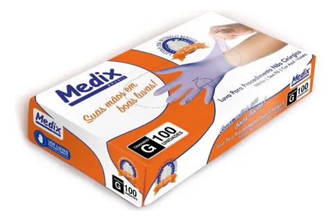 Luva de Nitrilo Azul Sem Pó - Medix