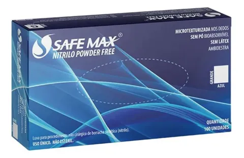 Luva Nitrílica Azul Sem Pó - Safemax