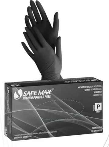 Luva Nitrilo Safemax Preta - P