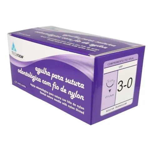 Fio de Sutura Nylon Preto Monofilamento 4-0 - Technew