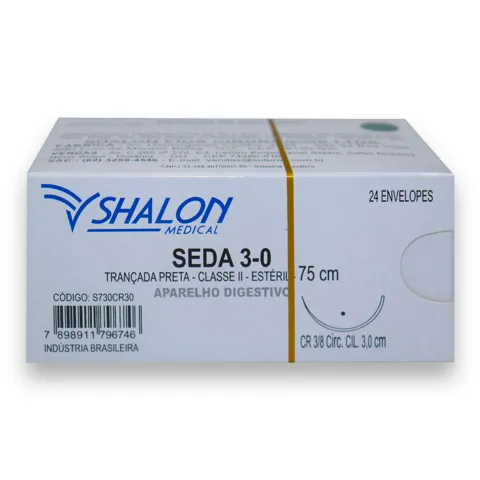 Fio de Sutura Seda Preta Trançada - Shalon