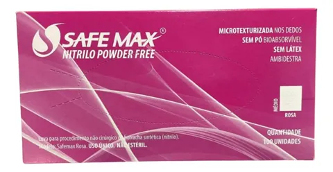 Luva Nitrílica para Procedimento Rosa - Safemax