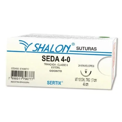 Fio de Sutura Seda Preta Trançada - Shalon