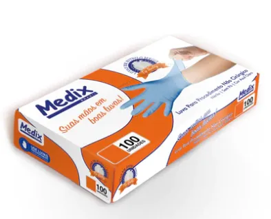 Luva de Procedimento de Nitrilo Azul Sem Pó - M