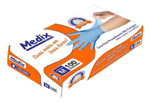 Luva de Nitrilo Azul Sem Pó - Medix