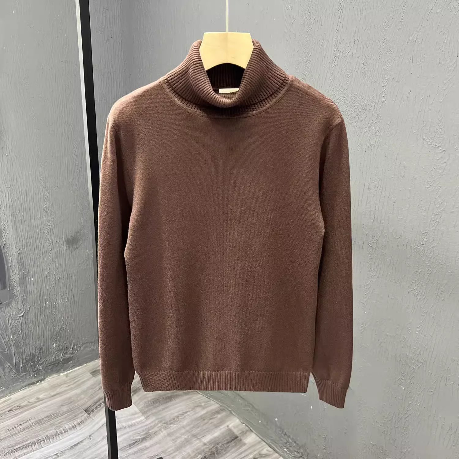 MUJI Men's Washable Ribbed Turtleneck Sweater