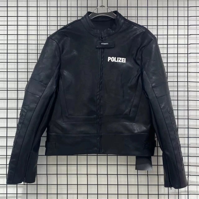 Vetements Polizei Leather Moto Jacket Black