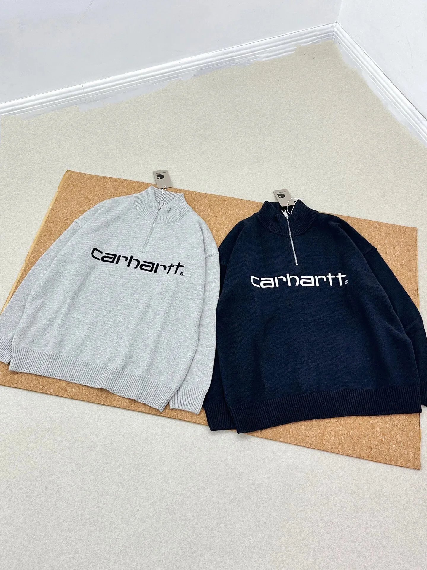 Carhartt Half-Zip Script Logo Oversized Knitwear