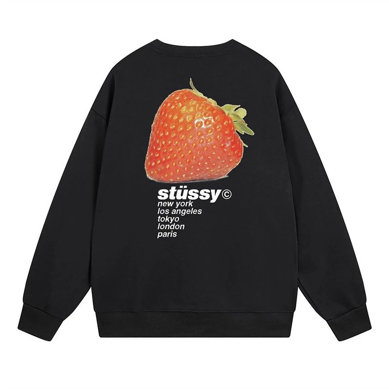 Stüssy Strawberry Graphic Fleece Sweatshirts