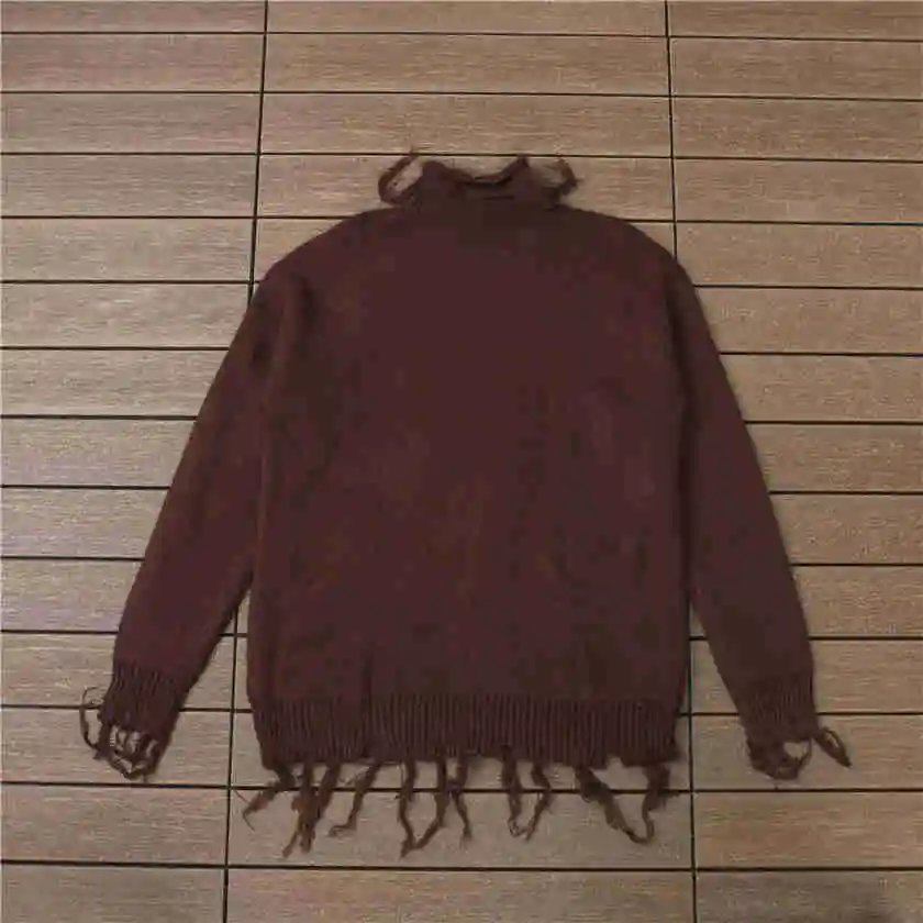 Vetements distressed style fringed knit sweater