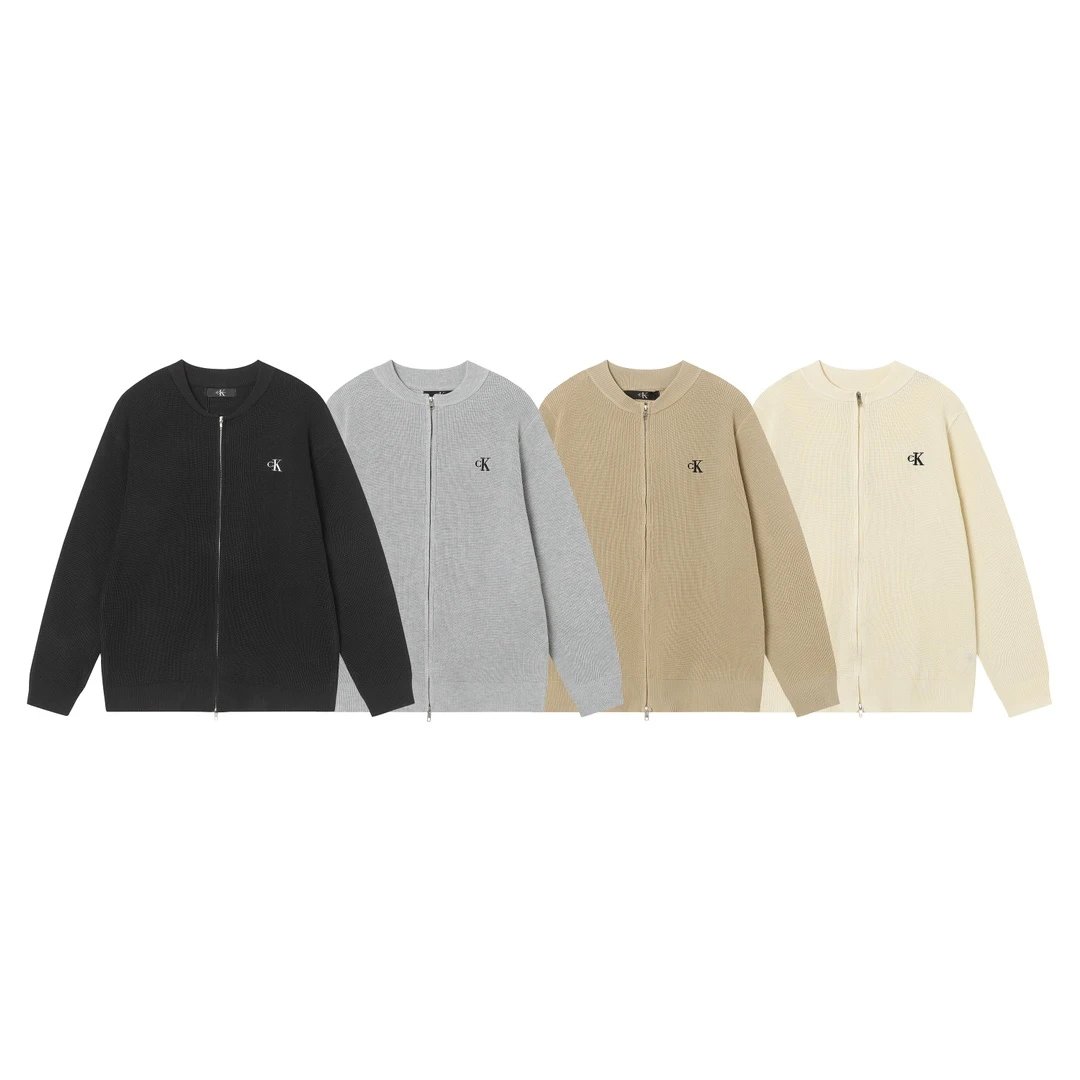 Calvin Klein Jeans Logo-Embroidery Zip-Up Knit Cardigan Knitwear