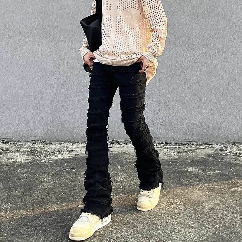 VIBE Vintage Distressed Frayed Flared Jeans
