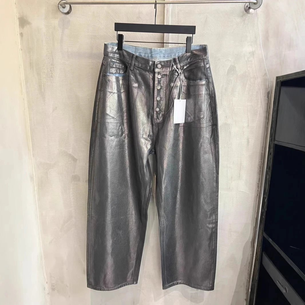 Acne Studios 2023M Super Baggy Fit Silver Coated Jeans