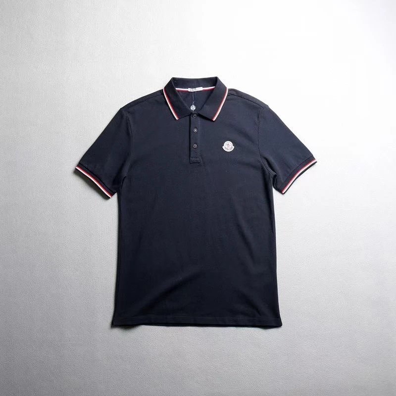 Moncler Tricolour Trim Cotton Piqué Polo Shirts