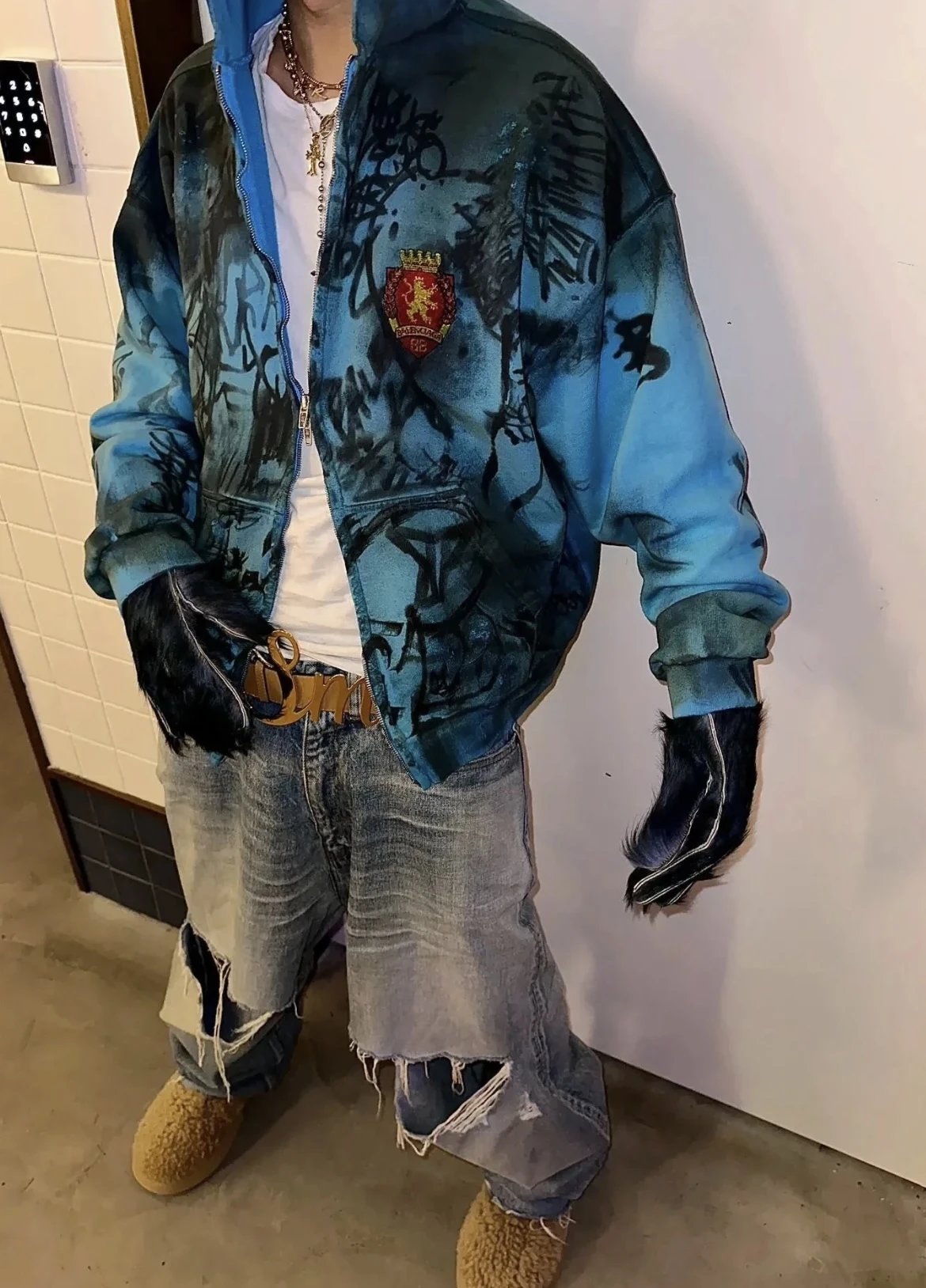 Balenciaga Skater Graffiti Zip-Up Hoodies Set