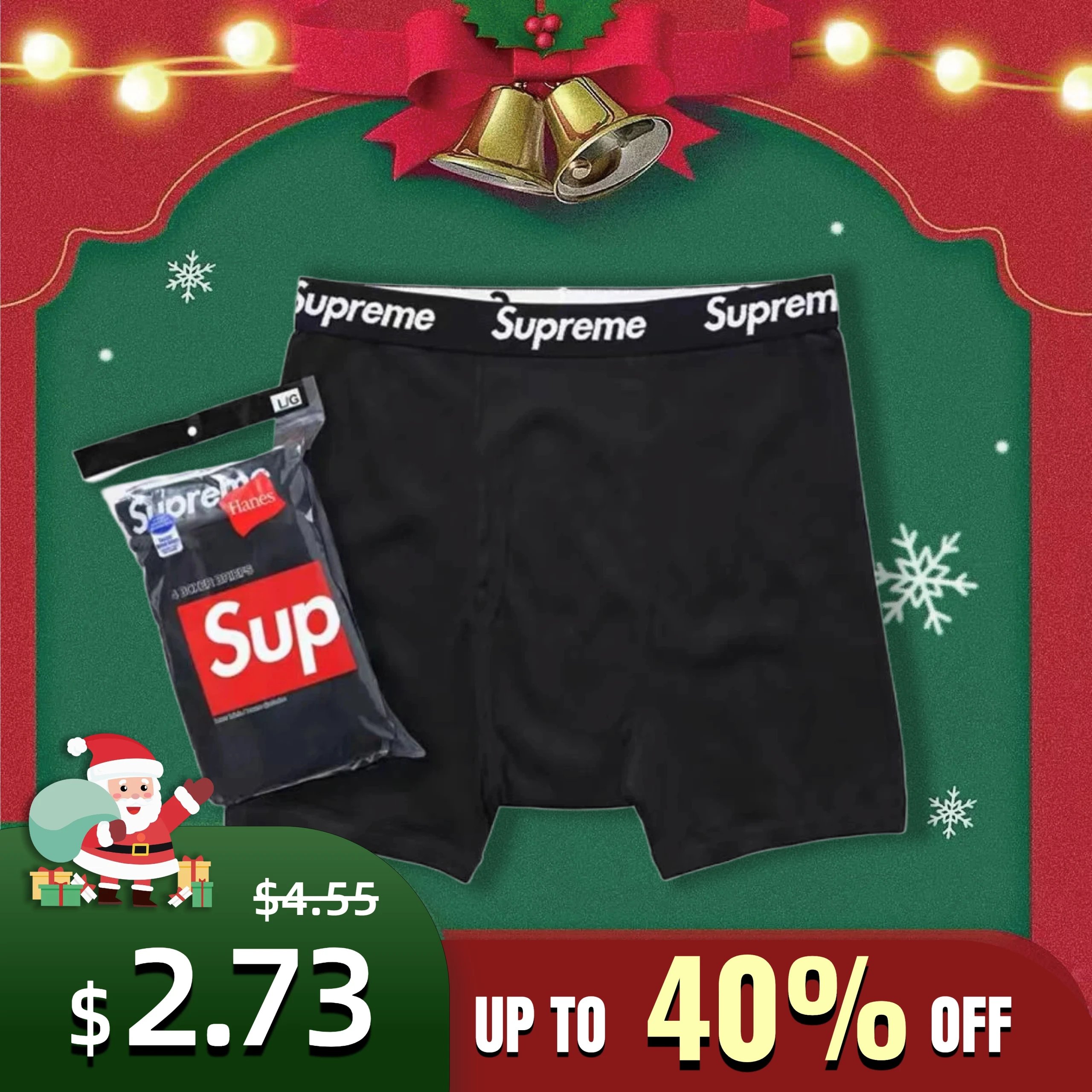 Supreme / Hanes Boxer Briefs Black