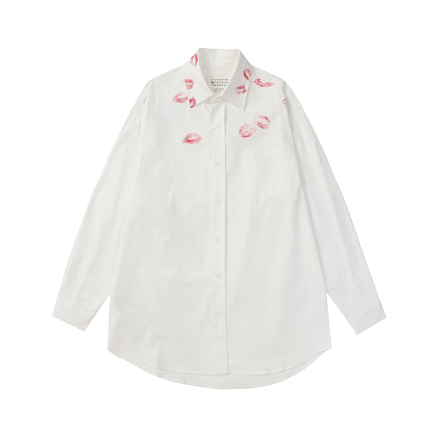 MM6 Maison Margiela White Kiss Print Long-Sleeve Shirt