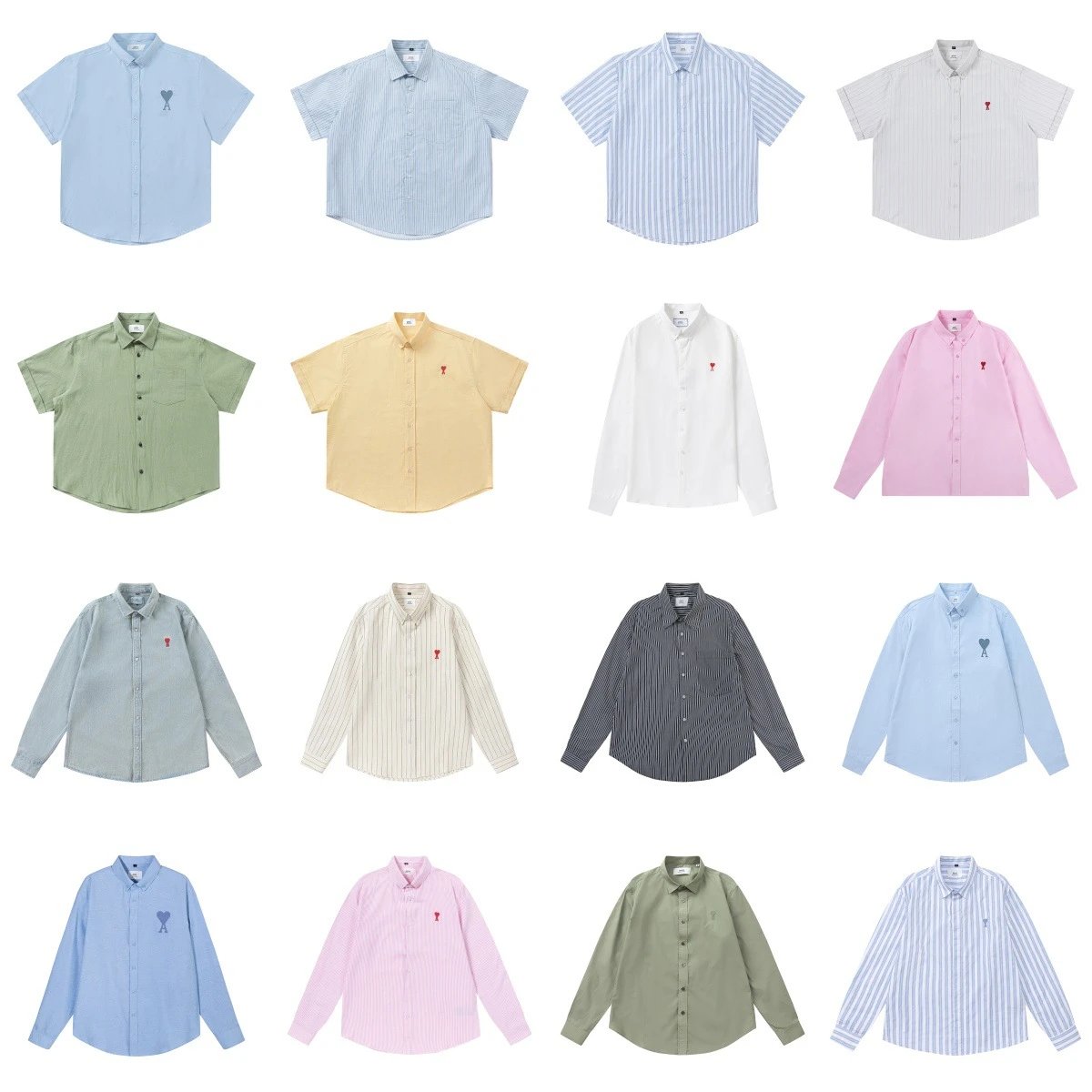 Ami Paris Ami de Coeur Collection Heart Embroidered Shirt