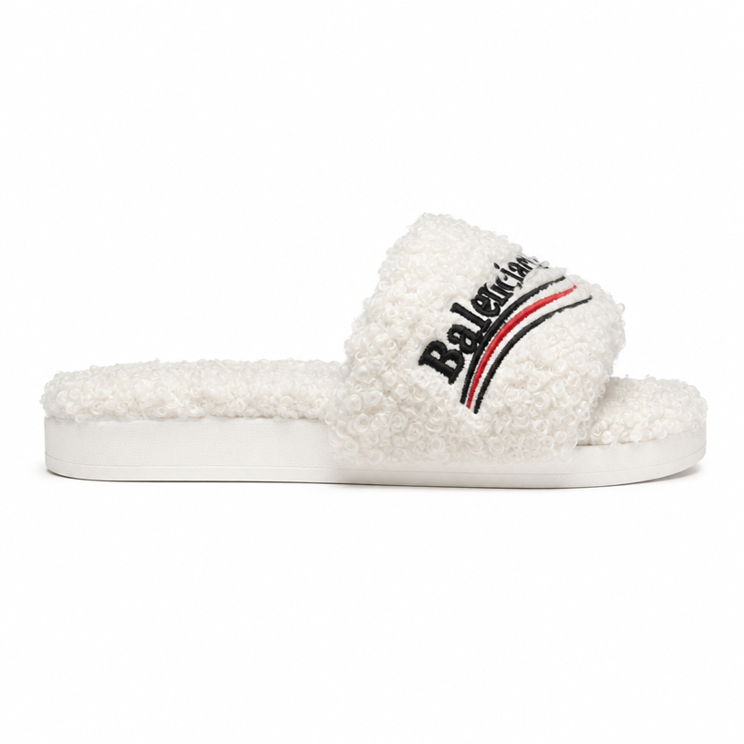 Balenciaga Men's Furry Logo Slide (9 Colorways)