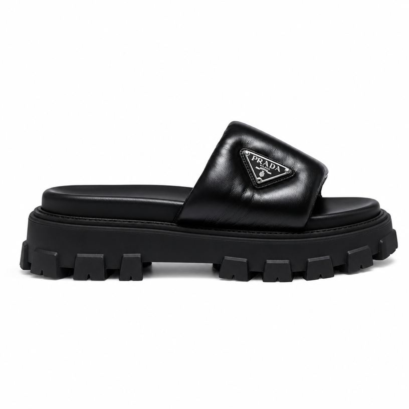 Prada Soft Padded Nappa Leather Slides (2 Colorways)
