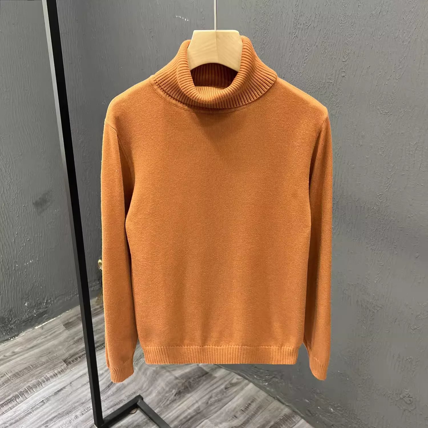 MUJI Men's Washable Ribbed Turtleneck Sweater qc 1