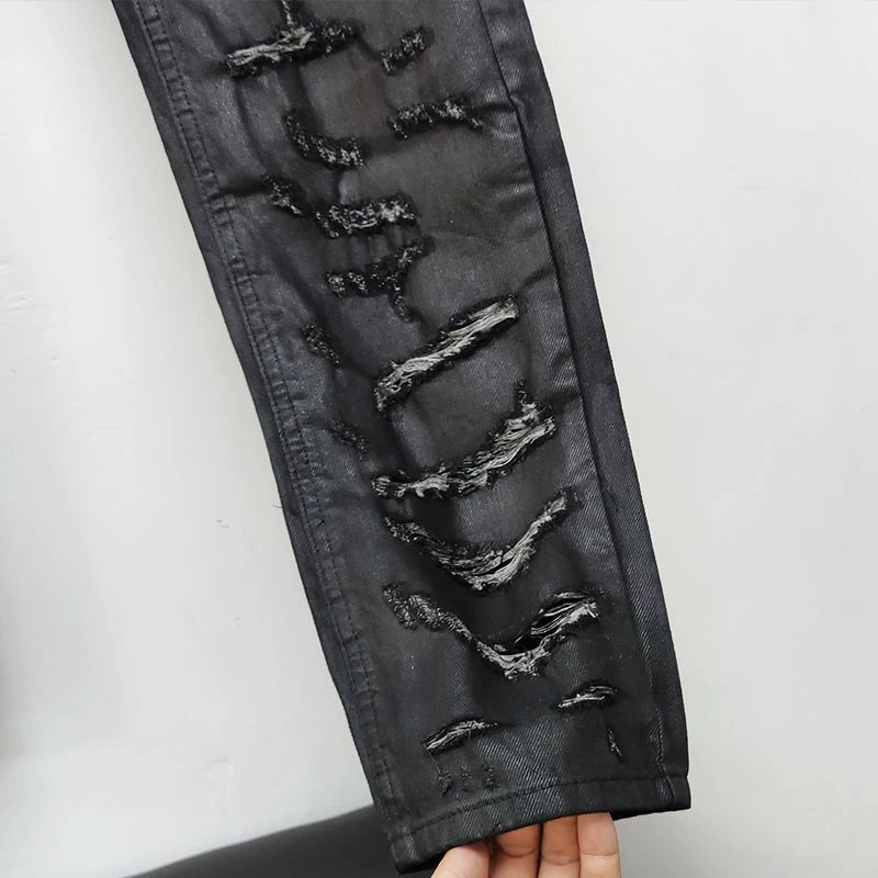 High Street GD Distressed Coated Straight-Leg Jeans qc 3