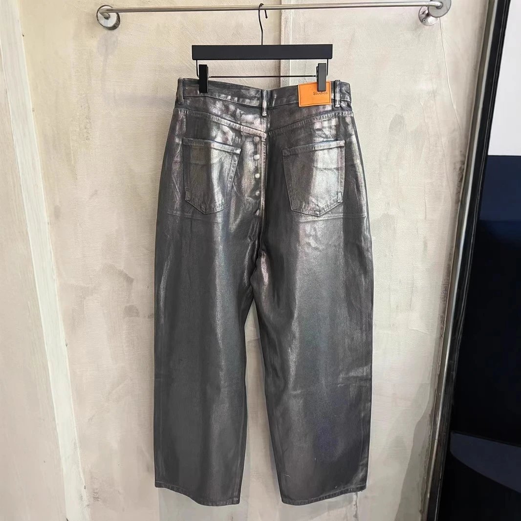 Acne Studios 2023M Super Baggy Fit Silver Coated Jeans qc 1