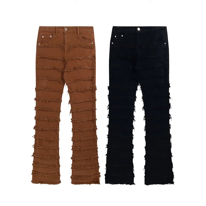 VIBE Vintage Distressed Frayed Flared Jeans qc 4