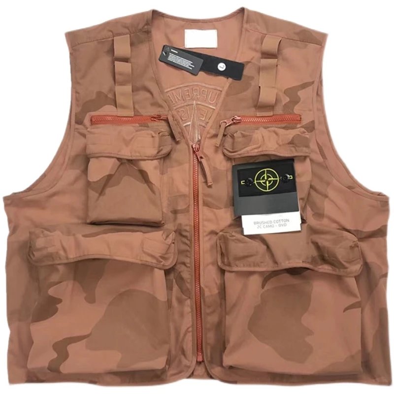 Supreme x Stone Island Camo Cargo Vest Coral Camo qc 4