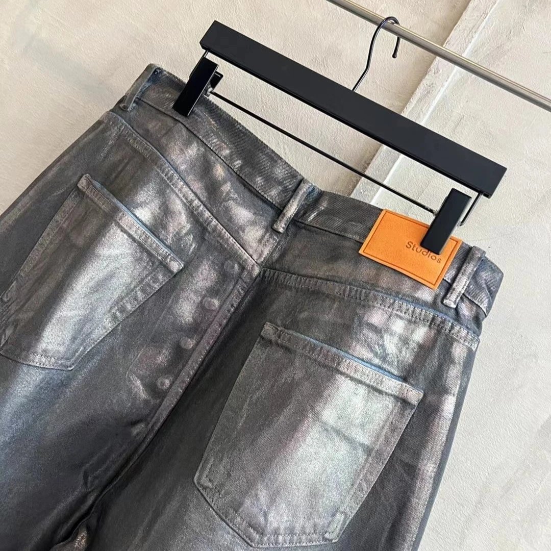 Acne Studios 2023M Super Baggy Fit Silver Coated Jeans qc 3